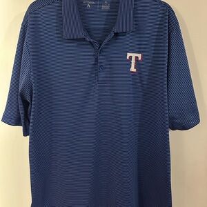 Antigua Blue Polo Shirt with Texas Rangers Logo